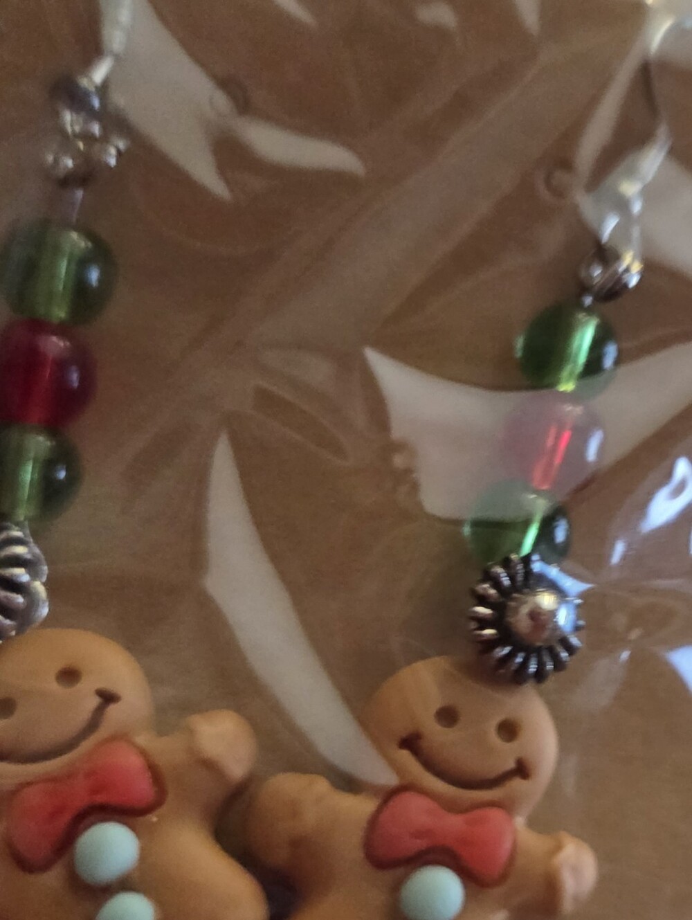 Gingerbread Drop Earrings in Brown and Red